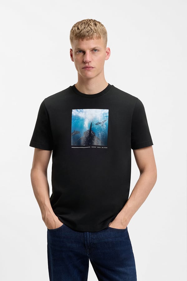 ΜΠΛΟΥΖΑ T-SHIRT BOSS - 001 ΜΑΥΡΟ